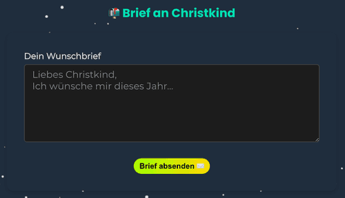 Brief ans Christkind oder den Weihnachtsmann